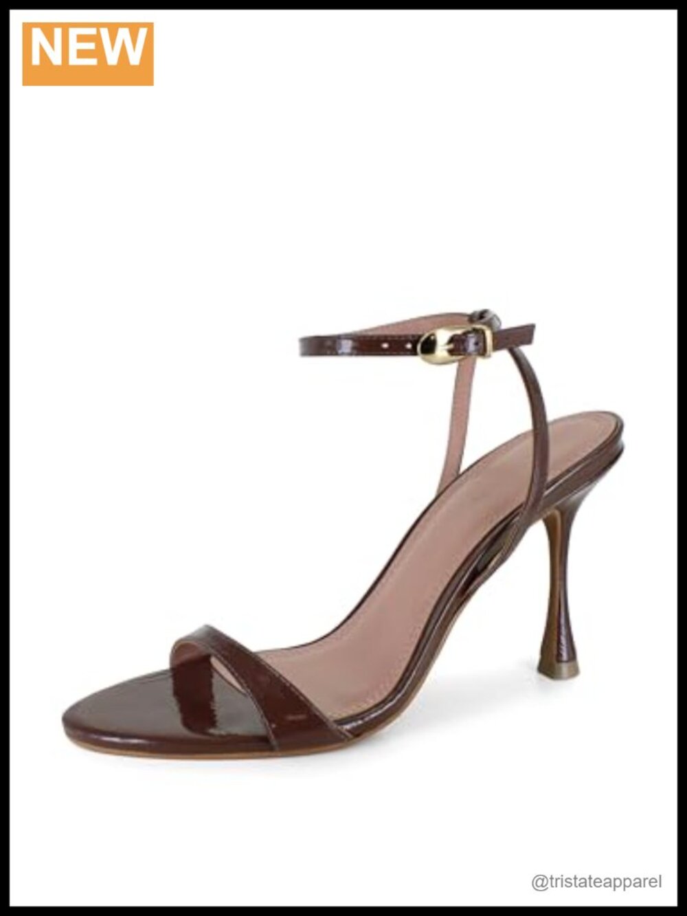 Leather Heeled Sandal Pointed Toe Ankle Strap Slip On